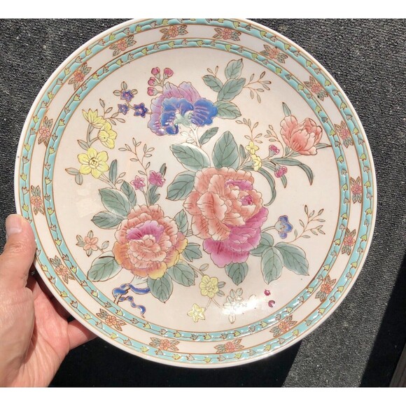 Decorative Plates Vintage FLOWERS Roses Made in China Porcelain Round 10 inch - Picture 2 of 7